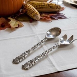 Charter Club Country Chateau Silver Salad Large Fork & Spoon Set 1997 Vintage